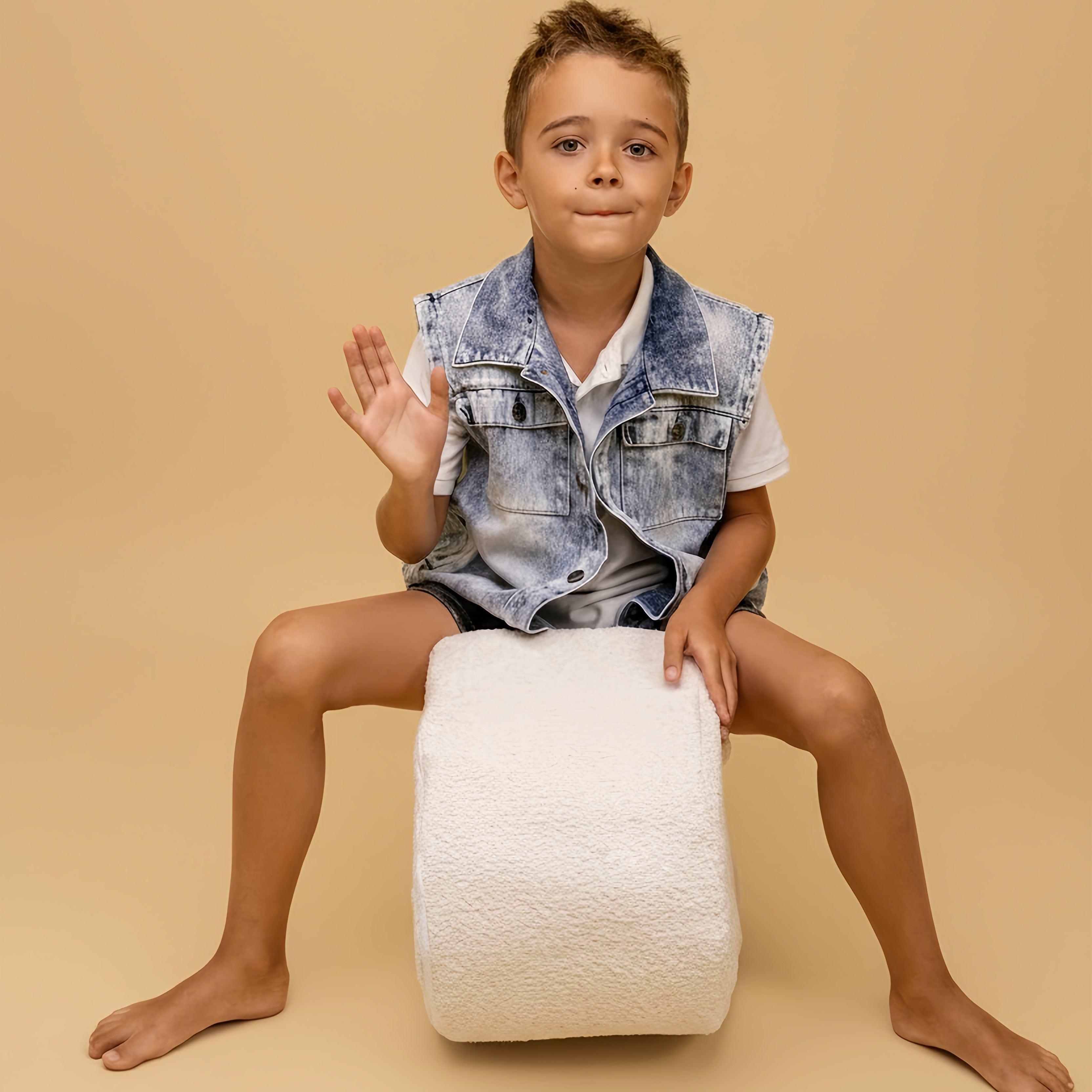 Bohnenförmiges Schaumstoffmodul - Weißer Boucle