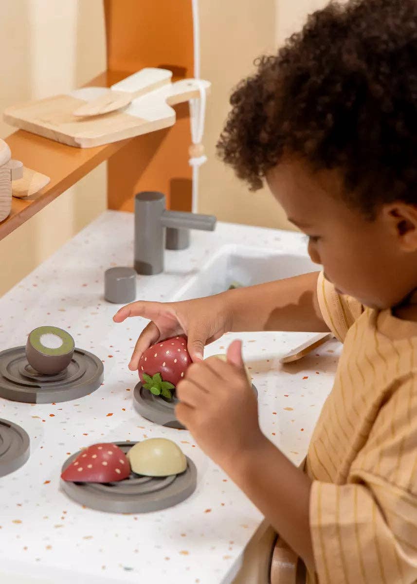 Houten Fruitenspeelset | Marktset met 7 houten vruchten