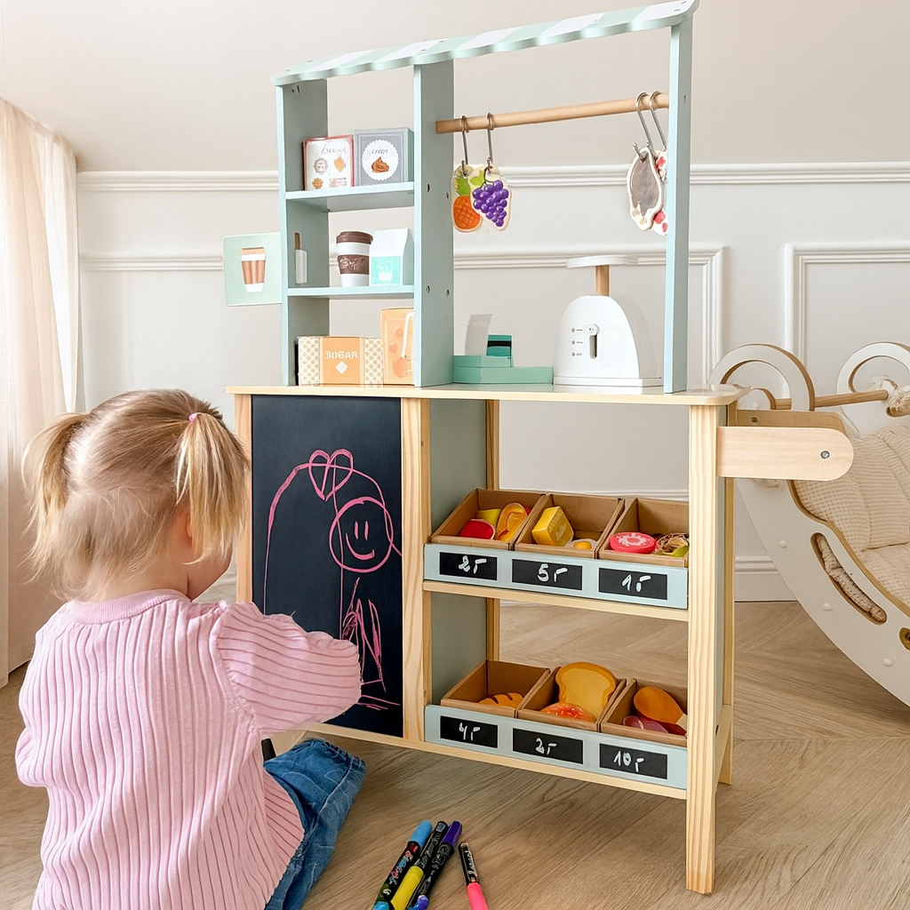 Montessori Wooden – Food Truck Playset (73 pieces)