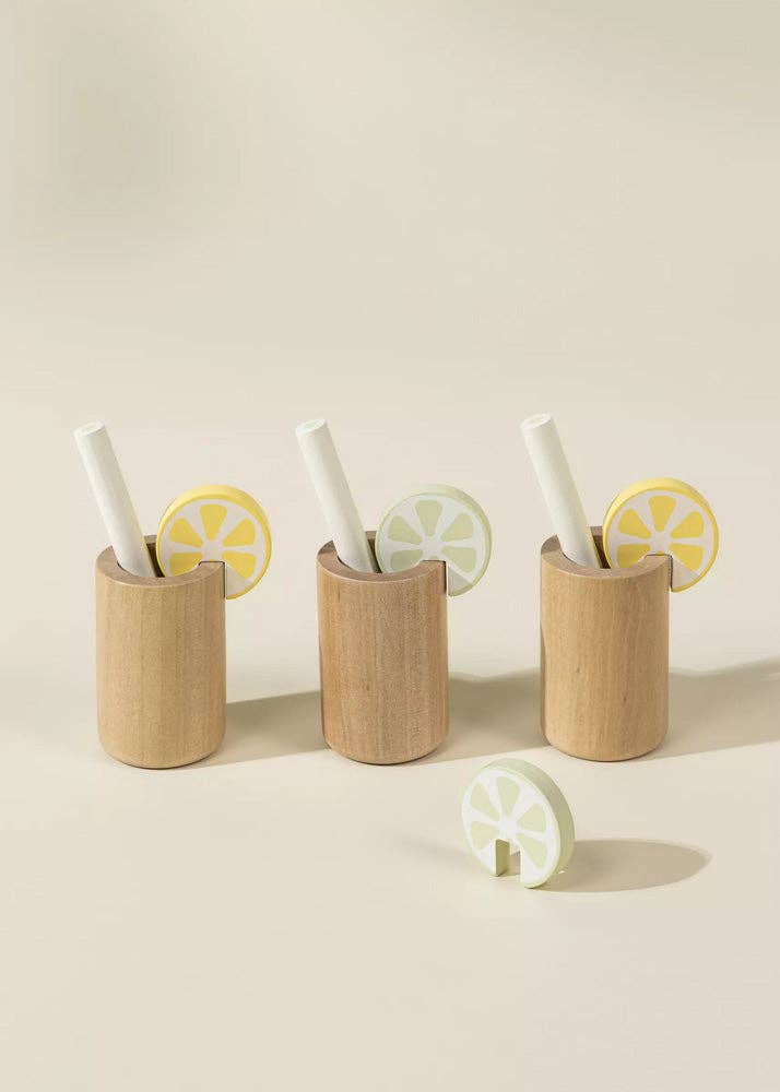 Houten Limonadeset | Creatieve speelset met 3 glazen, kan en fruitaccessoires