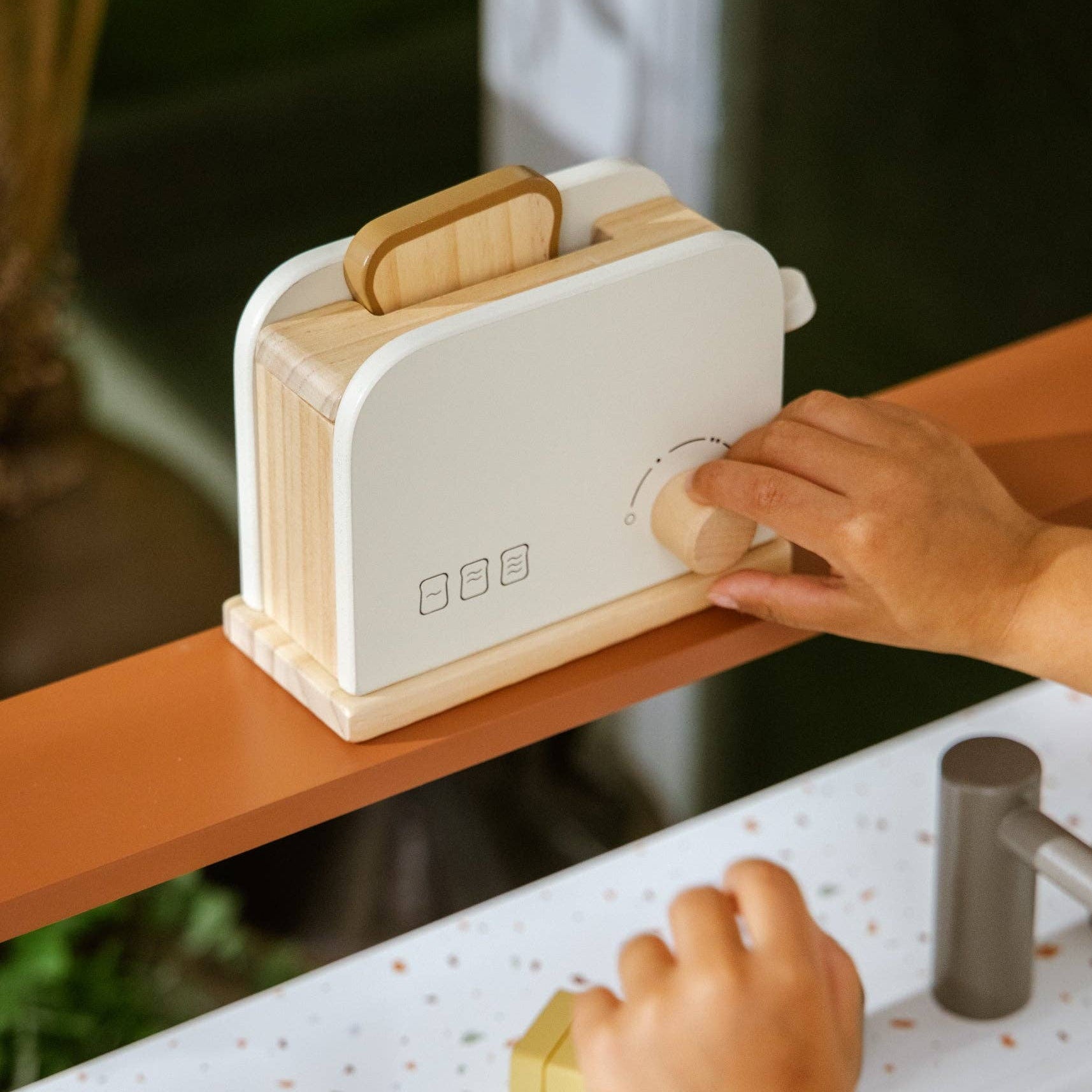Houten Broodrooster Speelset | Speeltoaster met springbrood en boteraccessoires